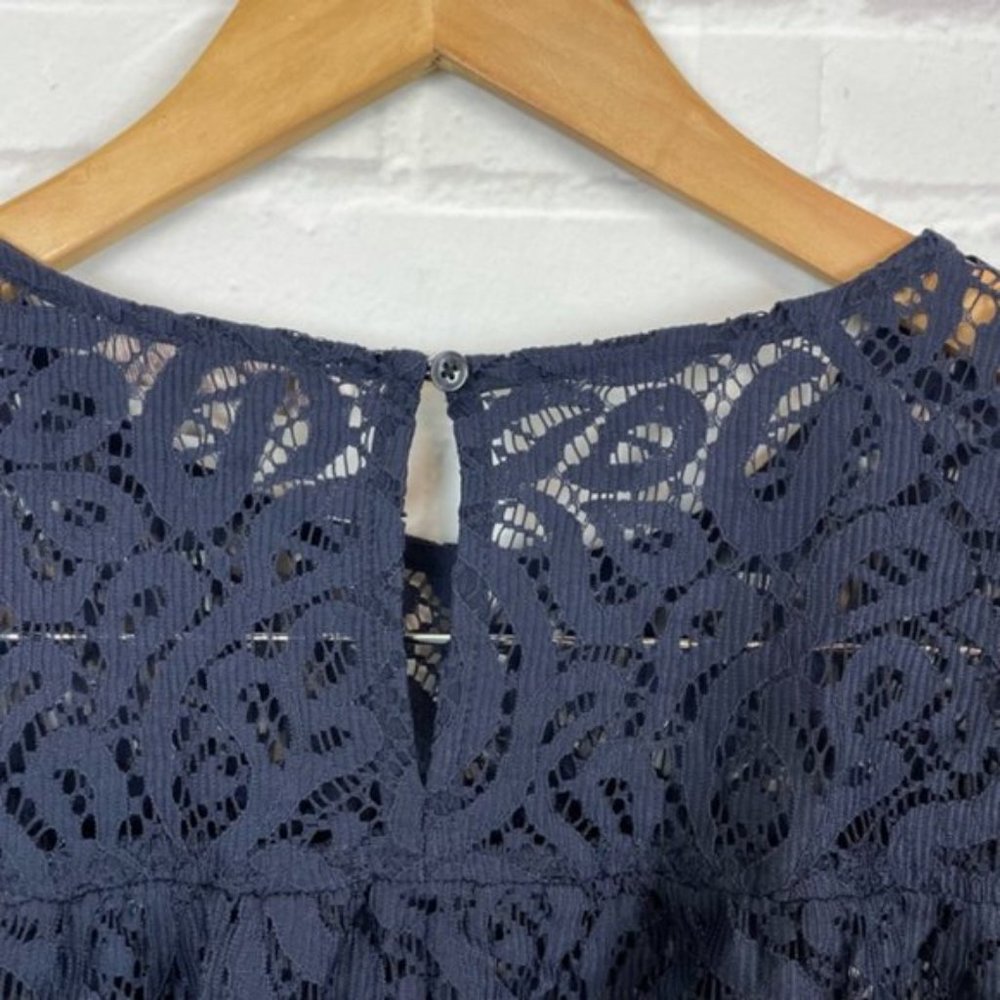 Ann Taylor LOFT Black Lace Blouse 3/4 Sleeve - Picture 3 of 4